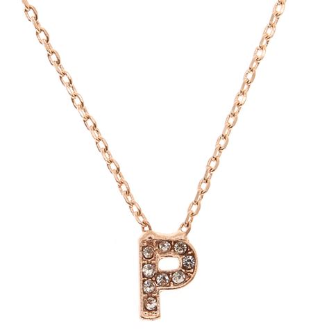 Rose Gold Initial Pendant Necklace - P | Claire's