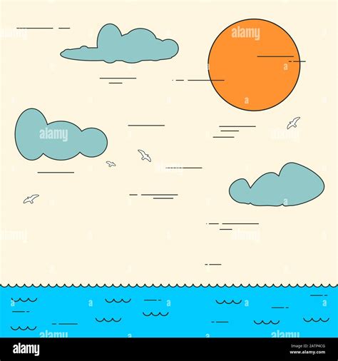 Outline illustration of the sea Stock Vector Image & Art - Alamy