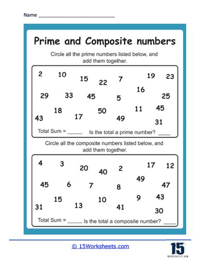 Prime And Composite Numbers Worksheets 15