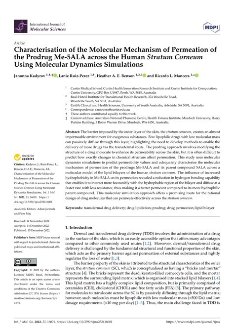 PDF Characterisation Of The Molecular Mechanism Of Permeation Of The