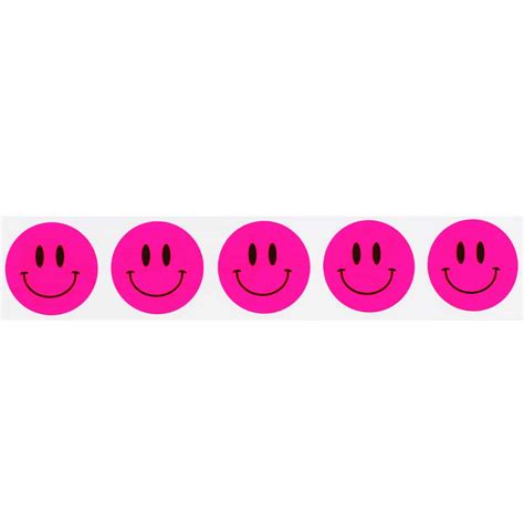 Fluorescent Pink Smiley Face Stickers 34