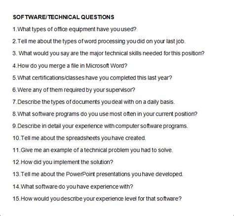 Free Sample Interview Questions In Word Pdf