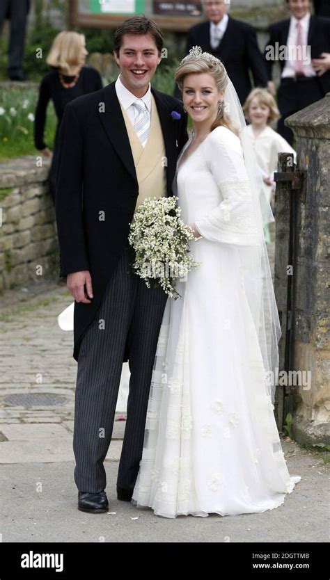 Harry Lopes and Laura Parker Bowles leave St. Cyriac's Church Stock Photo - Alamy