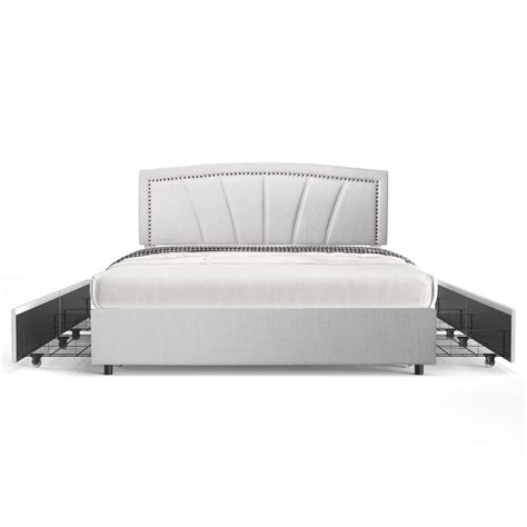 BONSOIR Queen Size Storage Bed Frame Upholstered Low Profile ...