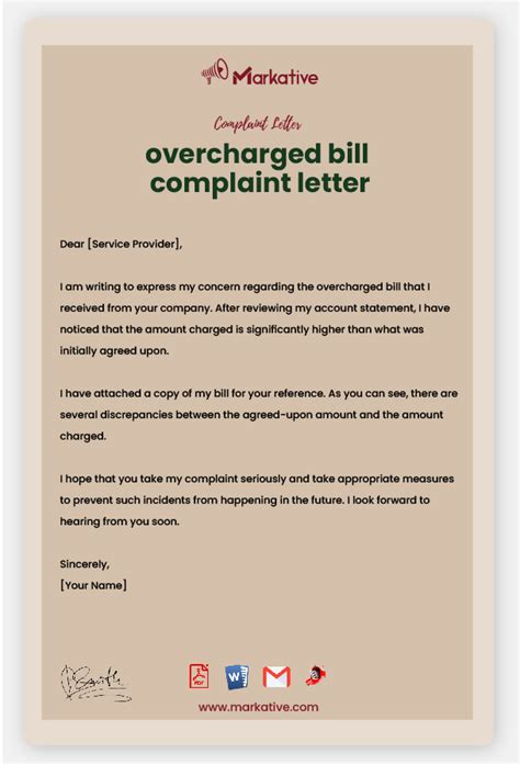 How To Write Best Overcharged Bill Complaint Letter Templates