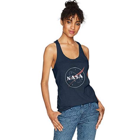 Womens Nasa Indigo Outline Logo Racerback Tank Top