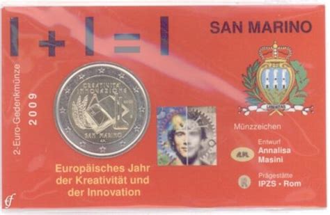 2 Euro Münze in Coincard Infokarte San Marino 2009 Kreativität eBay