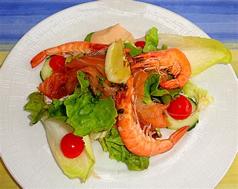 Recette Salade de Gambas et Saumon fumé