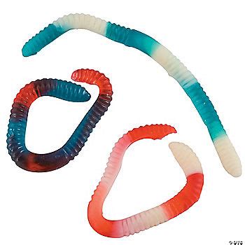 Red, White & Blue Worms Gummy Candy - Oriental Trading - Discontinued