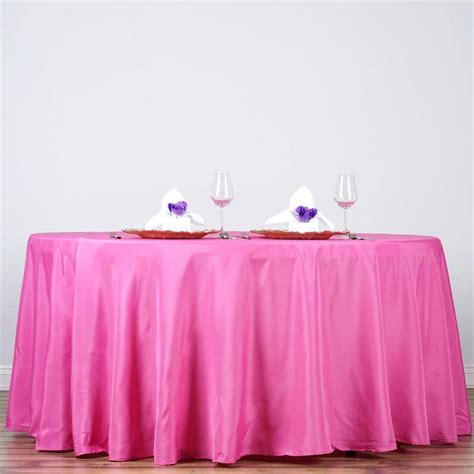 132 In Fuchsia Polyester Round Tablecloth