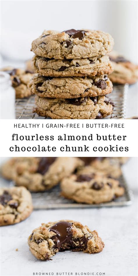 Healthy Flourless Almond Butter Chocolate Chunk Cookies Browned