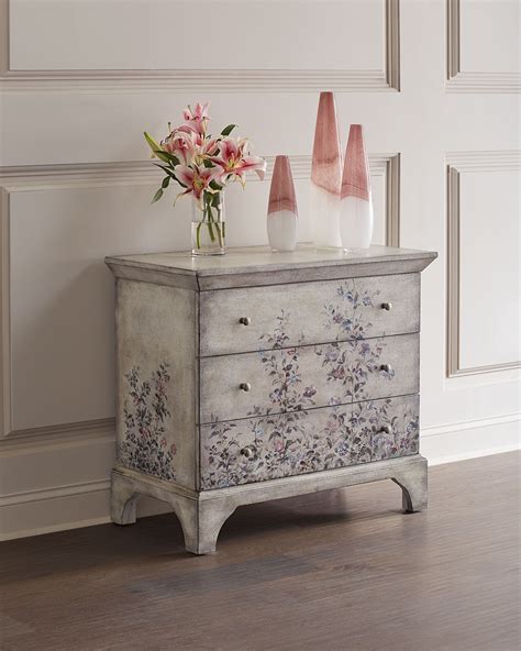 Hooker Furniture Hand Painted Floral 3 Drawer Chest