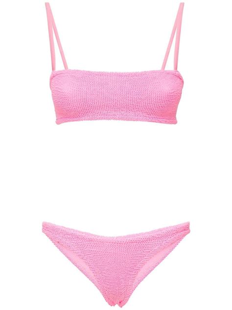 Hunza G Gigi Seersucker Bikini Set Pink Editorialist