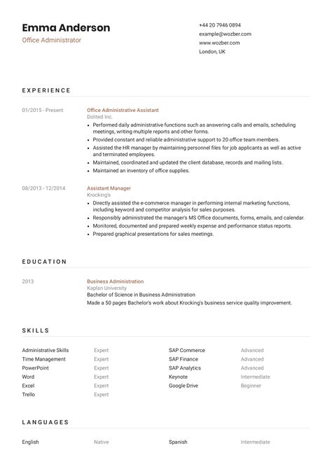 Modern Cv Examples Wozber