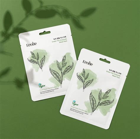 Избелваща лист маска за лице с екстракт от зелен чай EcoBe Green Tea ...