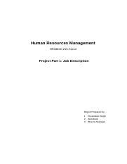 Job Description HRM Project Part 1 003 Docx Human Resources