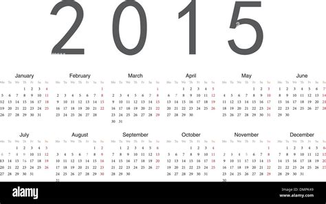 2015 Año Europeo Calendario Vectorial Imagen Vector De Stock Alamy