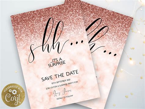 Surprise Birthday Save The Date Shhh It S A Surprise Party Etsy