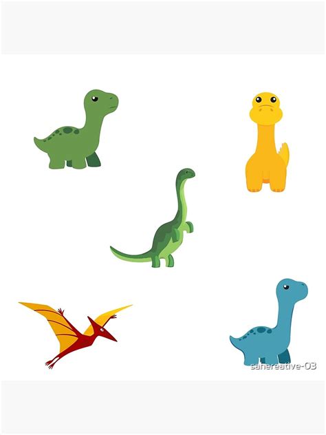 Baby Dinosaur Sticker Pack Poster By Sahereative 03 Redbubble