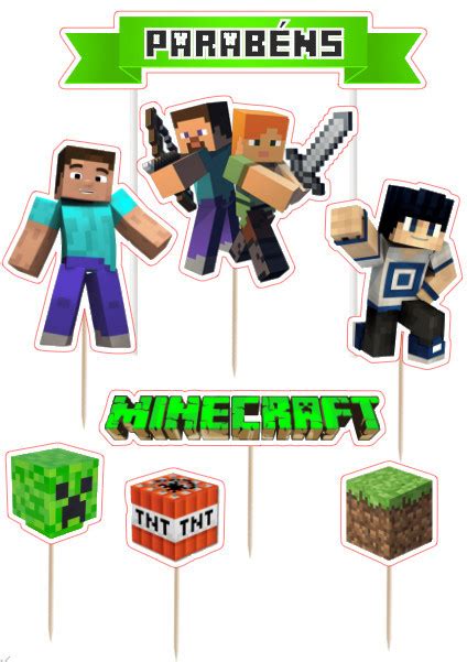 Kit Topo Bolo Minecraft Festasparty