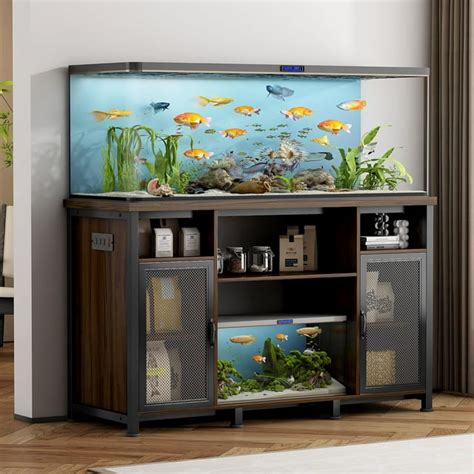 55-75 Gallon Fish Tank Stand, Linor Aquarium Stand with Power Outlets ...