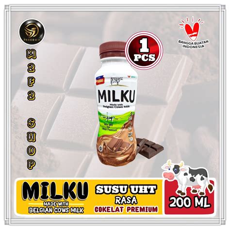 Jual Susu MILKU Cokelat Premium UHT Botol Pet 200 Ml Kemasan Satuan