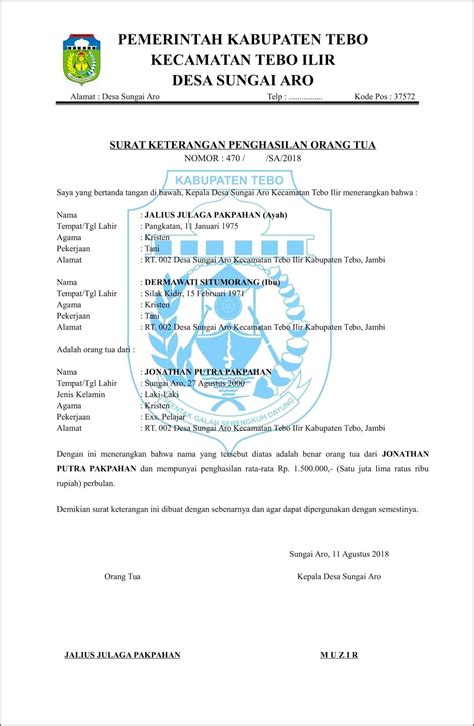 Contoh Surat Keterangan Kemampuan Surat Keterangan Desain Contoh