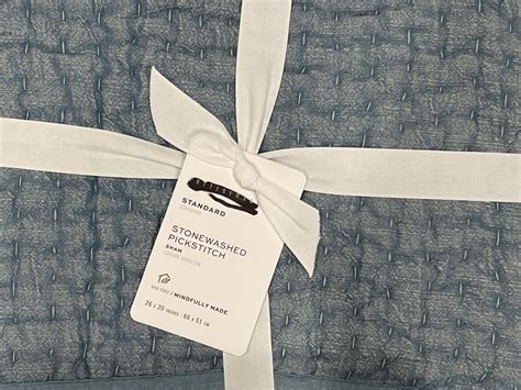 Pottery Barn Sky Blue Stonewashed Pickstitch Cotton Standard Sham NWT