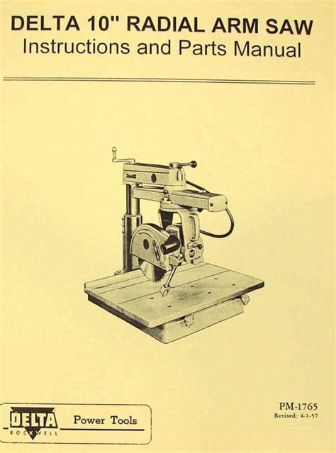 Rockwell Delta 10 Radial Arm Saw Owners And Parts Manual Ozark Tool