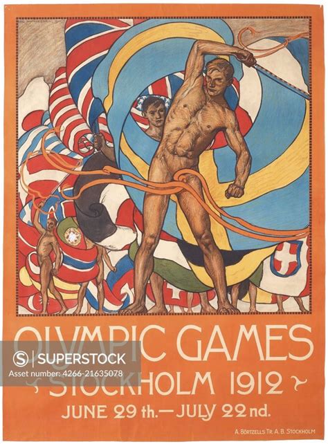 Official Poster For The 1912 Summer Olympics In Stockholm Hjortzberg