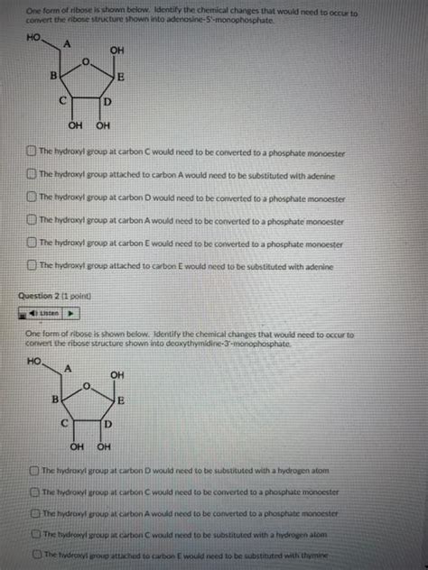 Solved One Form Of Ribose Is Shown Below Identify The