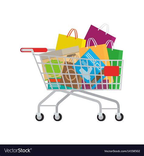 Selfservice Supermarket Full Shopping Trolley Cart Stock, 41% OFF