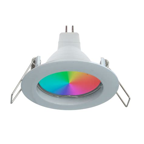 Spot Led Rgb W Multicolore V Encastr Cm Rond Blanc Argent Rgbw