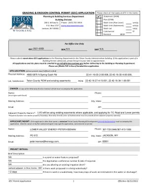 Fillable Online Grading Erosion Control Permit Gec Application Fax