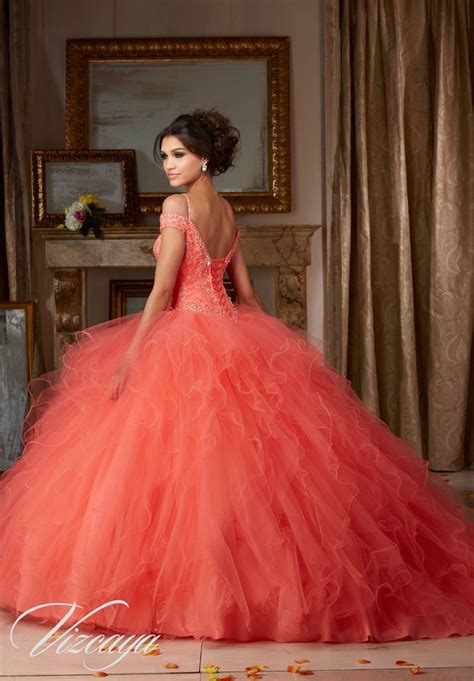 Tulle Quincea Era Ballgown With Ruffled Skirt Featuring Off The