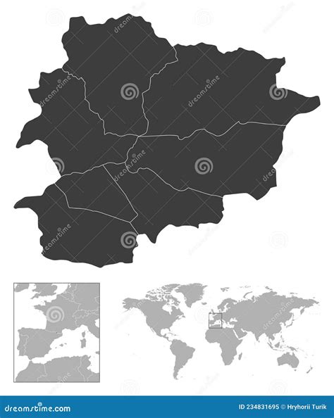 安道尔详细的国家概要和世界地图位置 向量例证 插画 包括有 欧洲 大陆 详细 自治市 旅游业 234831695