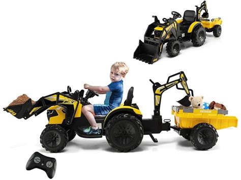 Costway Tracteur Lectrique Pour Enfants Avec Remorque Pelle Et Roues