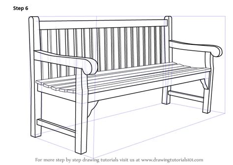 Learn How to Draw a Bench (Furniture) Step by Step : Drawing Tutorials