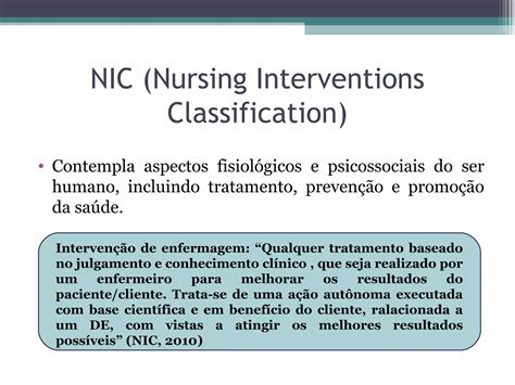 Diagnósticos de Enfermagem Uso das Taxonomias NANDA NIC NOC e CIPE