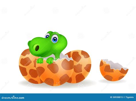 Cartoon Illustration Of A Baby Dinosaur Hatching Stock Vector