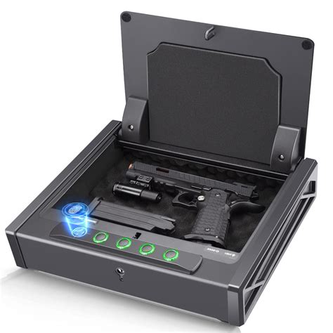 SOULYI Biometric Fingerprint Gun Safe for 3 Pistols Safe DOJ Certified ...