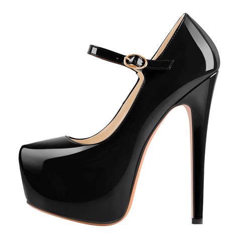 Mary Jane Platform Black Pointed Toe Stiletto High Heels Pumps Onlymaker