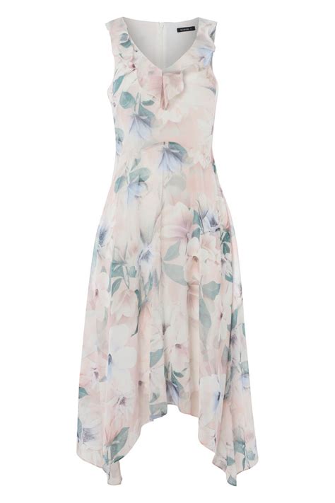 Floral Chiffon Frill Midi Dress In Light Pink Roman Originals Uk