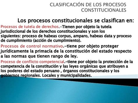 Clasificación De Los Procesos Constitucionales