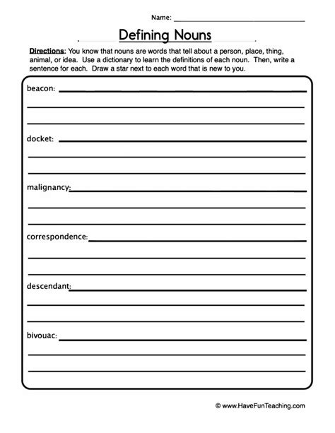 Defining Nouns Worksheet Have Fun Teaching Worksheets Library