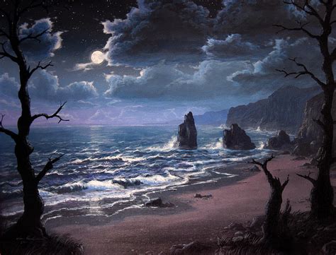 Moon Over Stormy Seas Painting by Ian Henderson