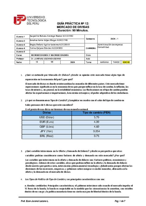 S12 TA3 Micro Y Macroeconomía GUÍA PRÁCTICA Nº 12 MERCADO DE DIVISAS