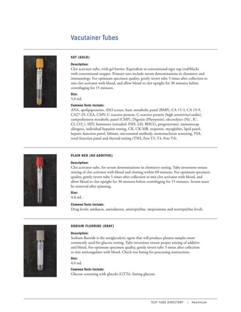 Vacutainer tubes