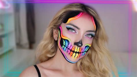 Neon Rainbow Skull Makeup Tutorial Youtube