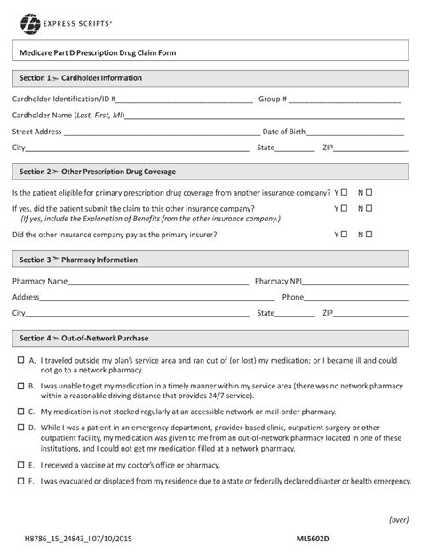 Fillable Online Express Scripts Medicare Part D Prescription Drug Claim Form Fax Email Print